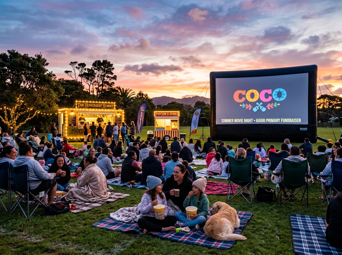 School and community outdoor fundraising movie night crowd at Firefly Cinemas